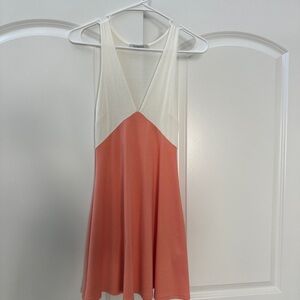 Chic Sleeveless White and Coral Dress